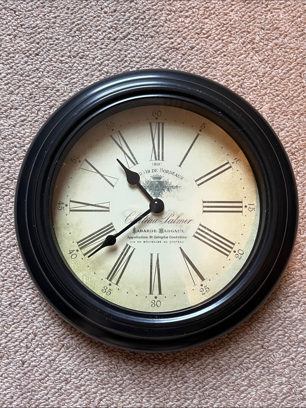 Vintage-Style Black Wall Clock 10in